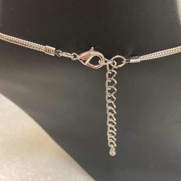 Chico’s NWOT - Triple Strand Silvertone Necklace with Smokey Crystals & Earrings - Picture 9 of 13